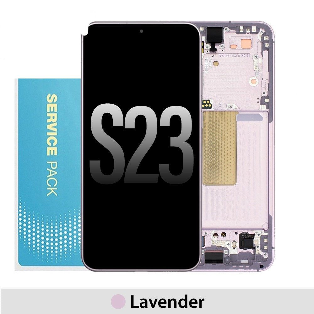 Samsung Galaxy S23 5G S911B OLED Screen Replacement Digitizer with Frame GH82-30480D (Gold)-Lavender Samsung Galaxy S23 5G S911B OLED Screen Replacement Digitizer with Frame GH82-30480D (Gold)-Lavender